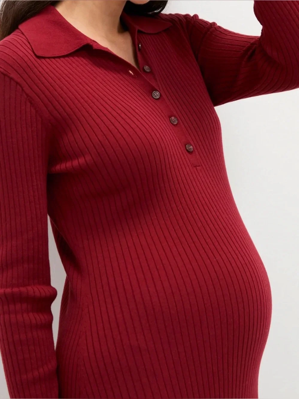 NWT Hatch The Averie Polo Rib Sweater Dress in Cranberry size 3 which is a Large